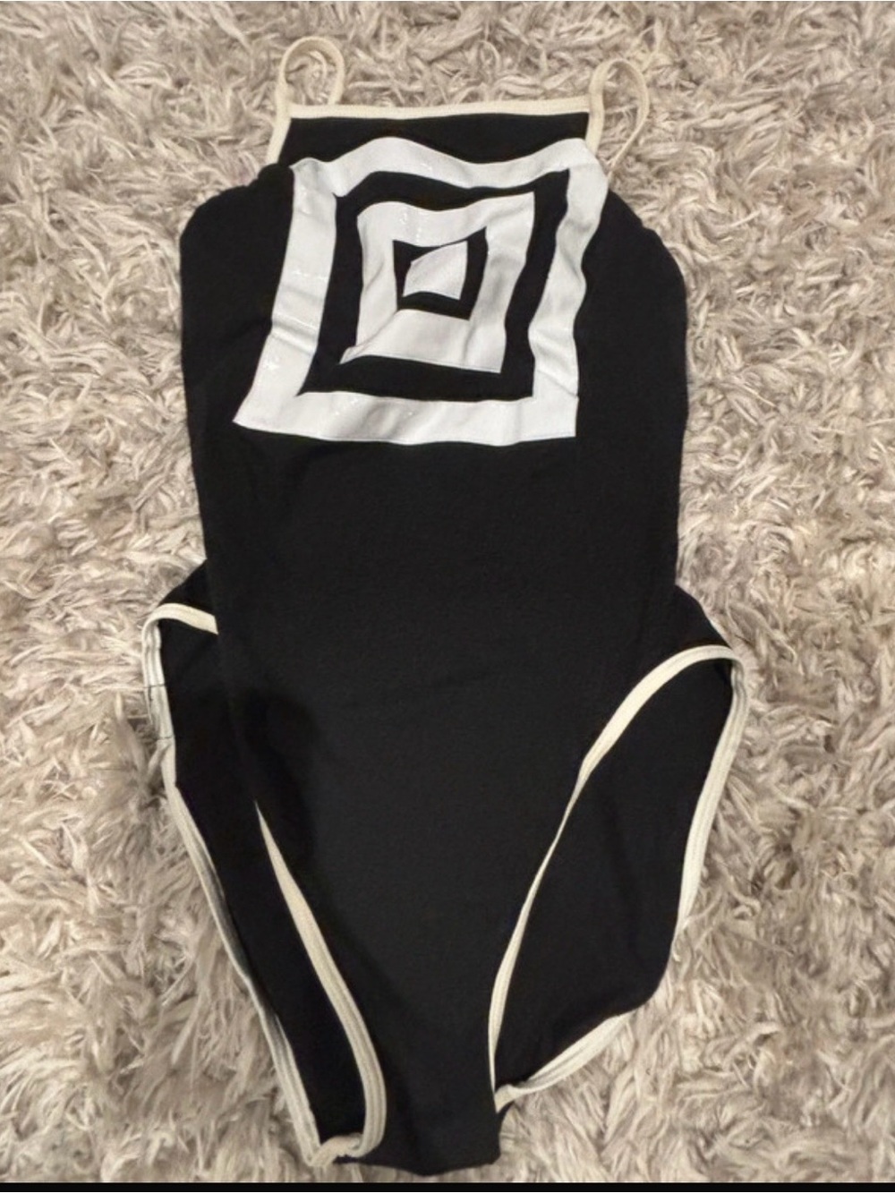 Vintage 80s/90s JAG Geometric High-Cut One-Piece Swimsuit Size 6 - Made in USA